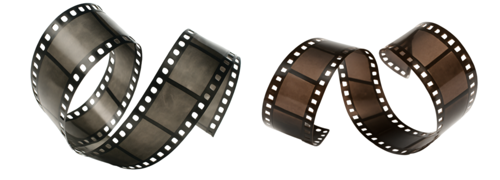 set of film on a transparent background. Film strip. Cinema. Movies.