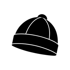 Silhouette of a winter beanie on transparent background