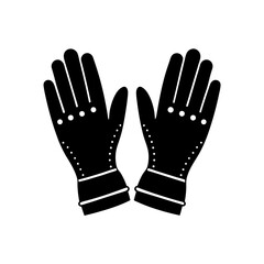 Pair of black leather gloves on transparent background