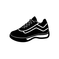 Silhouette of a running shoe on transparent background