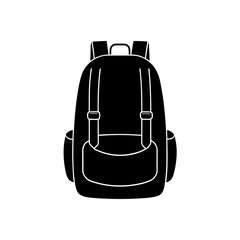 Silhouette of a simple backpack on transparent background