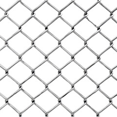 Fototapeta premium Silver Metal Chain Link Fence Texture With Diamond Pattern steel, Isolated On White, Png Transparent, Cut Out