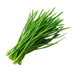 Bunch of Fresh Green Chives on Black Background herbs seasoning, Isolated On White, Png Transparent, Cut Out