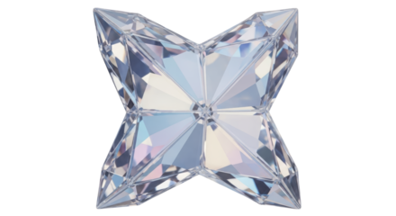 Faceted crystal starburst isolated on a transparent background geometric light