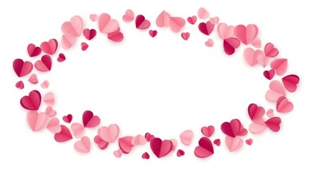 Romantic pink and red hearts border design for Valentine's Day cards and social media graphics, love