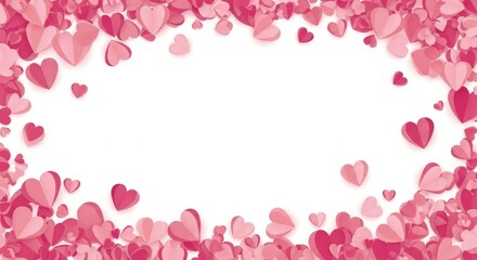 Romantic pink hearts frame for Valentine's Day greetings and heartfelt messages of love and adoration