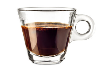Glass cup of espresso coffee isolated