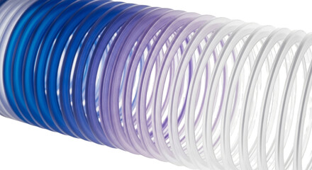 Flexible tube spiral gradient isolated on a transparent background blue