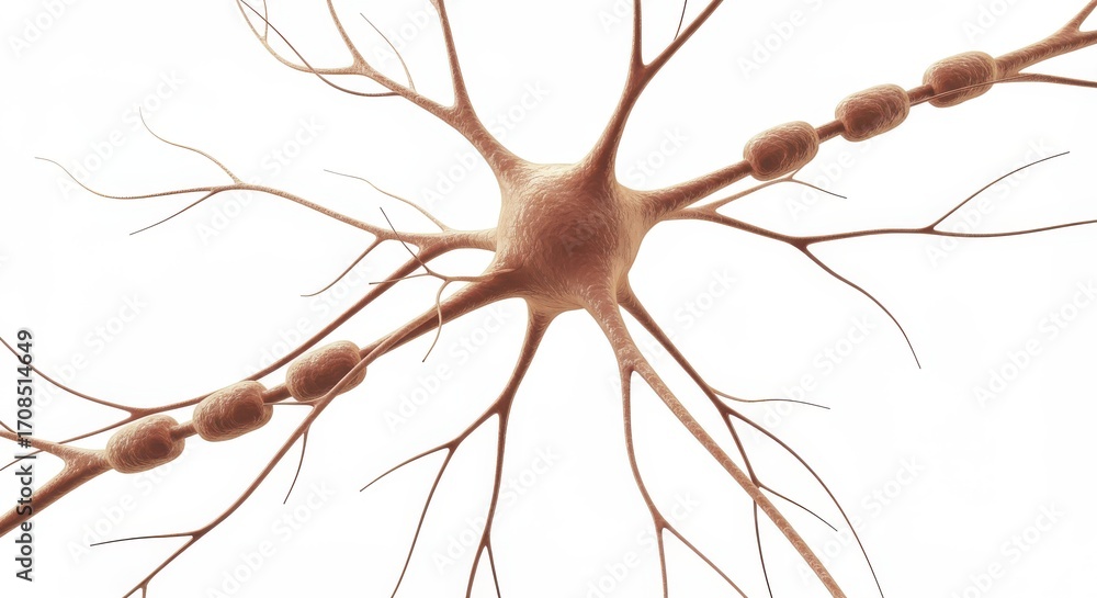 Poster detailed illustration of a neuron, showcasing its complex structure and branching extensions.