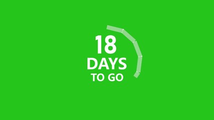 52 days to go, 52 days count animation, motion graphics running numbers counting days, 52 days in a month, 52 days left, 4K HD video with green background alpha channel