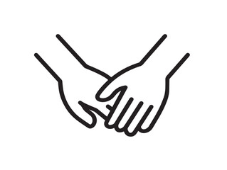 Holding hands minimal outlined icon showing unity and support