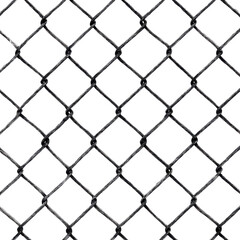 Naklejka premium Detailed Close-up of Metal Chain Link Fence Pattern on Black Background fencing wire, Isolated On White, Png Transparent, Cut Out