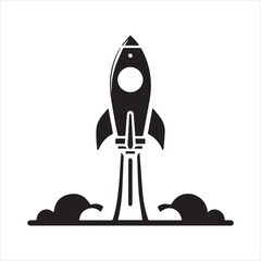 rocket silhouette vector icon logo illustration