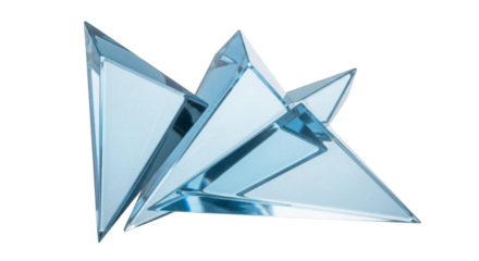 Geometric crystal abstract isolated on a transparent background glass blue