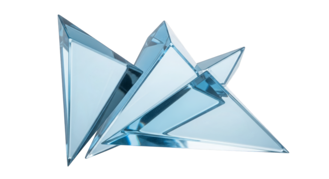 Geometric crystal abstract isolated on a transparent background glass blue - Powered by Adobe