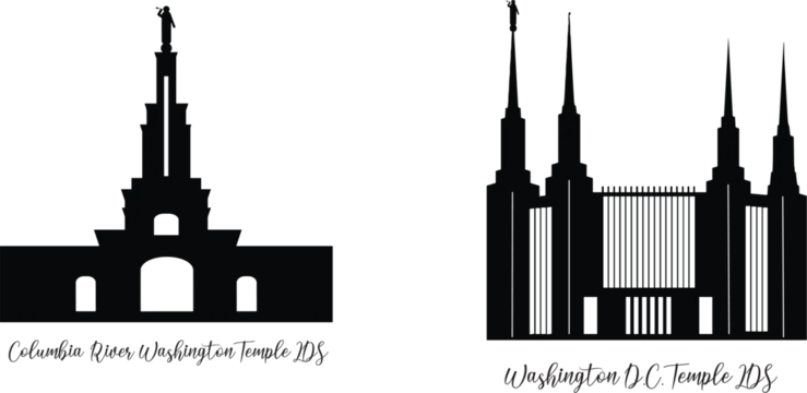 Columbia River, Washington D.C. Temple LDS SVG, Religious Vector illustration, Church silhouette Cricut