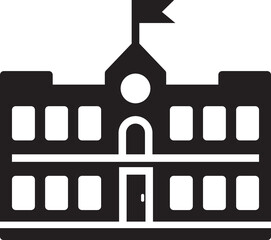 Solid School Building Icon