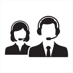 Call center operator icon vector illustration of a customer service representative with a headset
