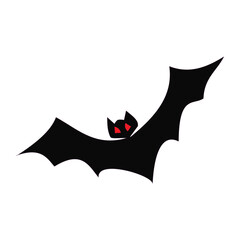 A spooky black bat illustration with glowing red eyes, a classic symbol of Halloween horror. This nocturnal creature is perfect for scary gothic designs