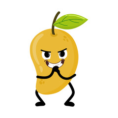 Cute Hand Drawn Mischievous Evil Mango Grinning