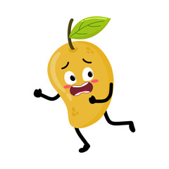 Cute Hand Drawn Mango Running Away Terrified