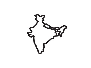 Minimal map of India drawn in clean outlined line art style