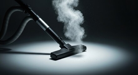 A vacuum cleaner nozzle emitting steam, highlighting the cleaning action