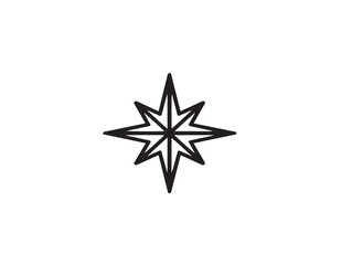 North star symbol designed with attractive clean 2D line vector drawing