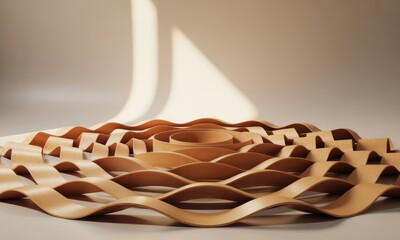 Beige, organic, swirling, abstract, 3D design