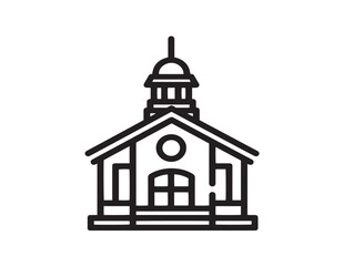 Minimal school building stock illustration in clean line art