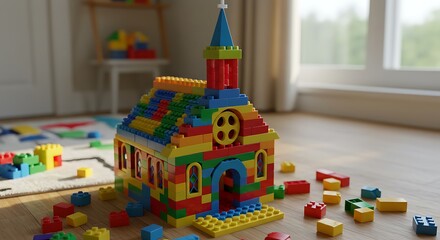 Colorful building blocks church