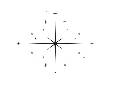 Decorative star field pattern icon in minimalist line art