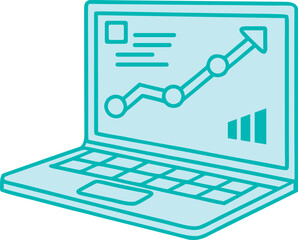 Laptop displaying a rising graph and financial data on screen