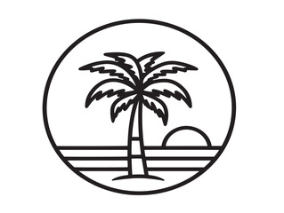 Summer holiday vector icon with stylish line art details