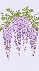 Wisteria Flowers Branch Purple Blossoms Spring Floral Hanging Decorative Elegant Design