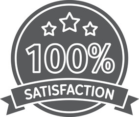 Emblematic 100 percent satisfaction guarantee badge with stars and ribbon
