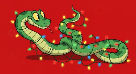 Snake with christmas lights