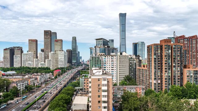 Beijing city skyline, featuring China Zun and a modern cluster of skyscrapers