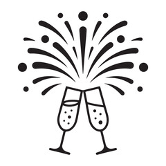 Celebration glasses and sparkles