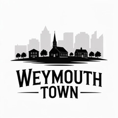 Obraz premium Weymouth Town Skyline Silhouette — A Historic Coastal City in Massachusetts’ South Shore Vector Illustration