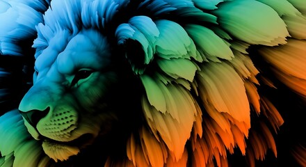 Fototapeta premium Colorful Lion Illustration Artistic Render Creative Digital Art Wallpaper Design