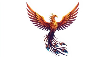 Obraz premium Detailed Phoenix Illustration with Decorative Feather Patterns