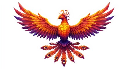 Obraz premium Majestic Phoenix with Fiery Wings in Asian Mythology Concept