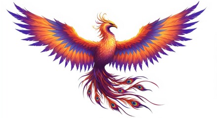 Obraz premium Legendary Fenghuang Phoenix Vector for Cultural Art Projects