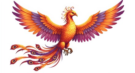 Obraz premium Abstract Chinese Phoenix Illustration Isolated on White Background