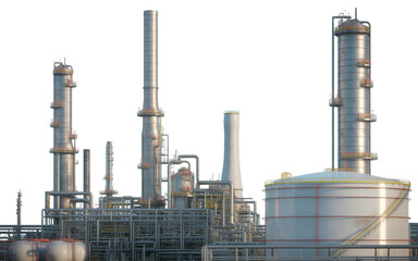 - Modern Oil Refinery Plant with Industrial Pipes and Towers