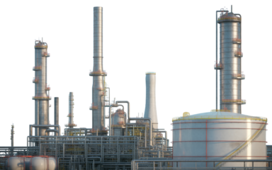 - Modern Oil Refinery Plant with Industrial Pipes and Towers
