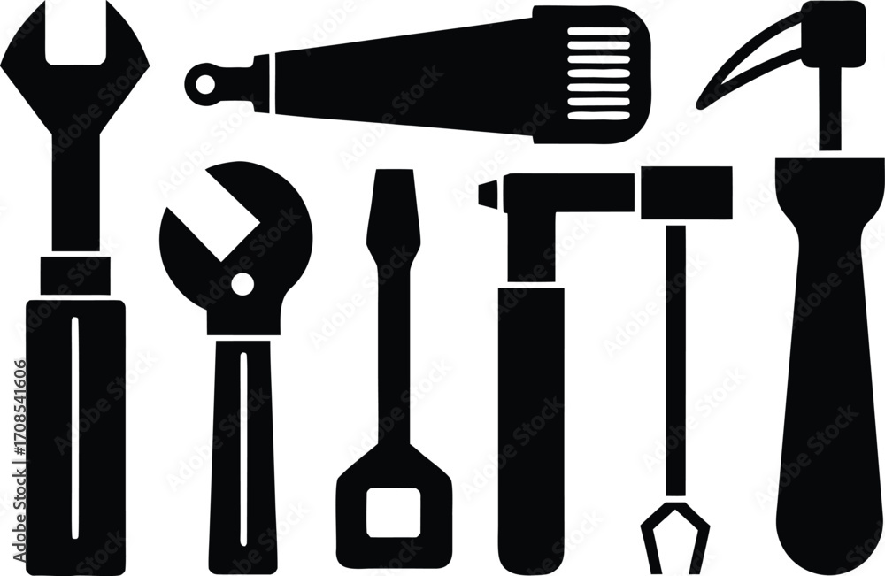 Poster set of construction worker tools vector illustration scalable eps icon for design