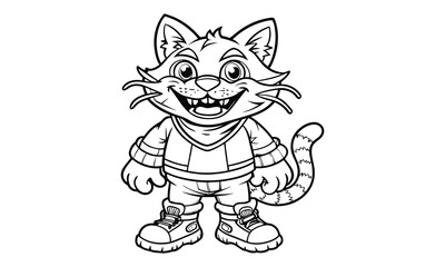 Shadow Cat, kids line art doodle pattern design t shirt silhouette and vector, intricate line art design, relaxing printable, high-quality illustration for stress relief, art therapy activity.