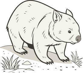 Hand-Drawn Wombat Illustration – Cute Wild Australian Animal Clipart